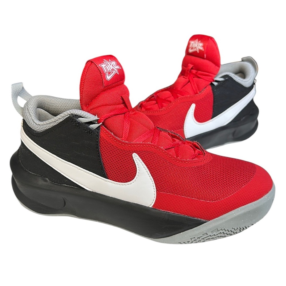 Nike Team Hustle D 10 CW6735-600 Red Black White Basketball Shoes Sneakers 6Y